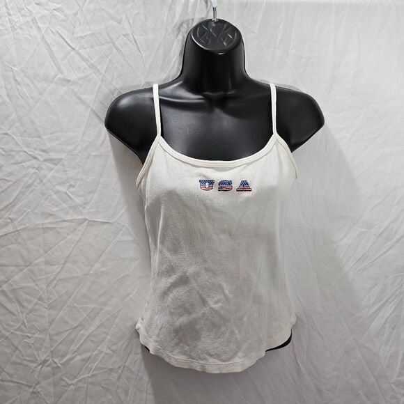 Vintage y2k 90s USA patriotic white baby tee tank top - Picture 5 of 6